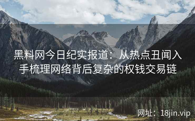 黑料网今日纪实报道：从热点丑闻入手梳理网络背后复杂的权钱交易链